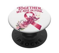 Together We Rise in Pink - Breast Cancer Awareness Butterfly PopSockets Adhesive PopGrip