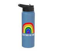 Together We Rise Rainbow Pride Equality Social Justice Stainless Steel Insulated Water Bottle