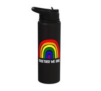 Together We Rise Rainbow Pride Equality Social Justice Stainless Steel Insulated Water Bottle