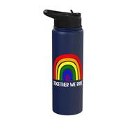 Together We Rise Rainbow Pride Equality Social Justice Stainless Steel Insulated Water Bottle