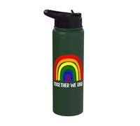 Together We Rise Rainbow Pride Equality Social Justice Stainless Steel Insulated Water Bottle