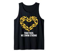 Together We Swim Strong Fish Heart Design Tank Top