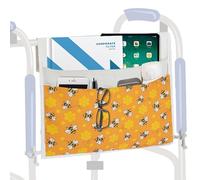 TOGETRUE Walker Bag, Easy Access Walker Storage Basket with 2 Large Pockets, Walker Accessories Bag for Folding Walker, Wheelchairs, Strollers, 13"x14.5" (Bees)
