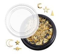 TOGEVAL 1 Box Alloy Star and Moon Nail Stickers DIY Nail Sequin Decor for Natural and False Thin Gold Metal Art Accessories Box Glitter Decorations for Polish Gel Crafting