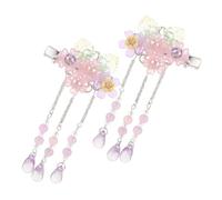 TOGEVAL 1 Pair Chinese Flower Tassel Hair Clips for Women Traditional Hanfu Style Barrettes Elegant Floral Design Comfortable Material for Festivals and Everyday Wear