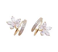 TOGEVAL 1 Pair Claw Flower Earrings Studs for Women, Micro Pave Cubic Zirconia Daisy Design, Gold Plated Hypoallergenic Jewelry for Multiple Piercing Look