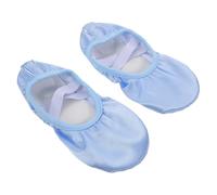 TOGEVAL 1 Pair Girls Ballet Shoes Ribbon Ballet Dance Shoes Slippers for Girls Satin Dancing Flats with Ribbon Suitable for Exams and Recital Sky Blue