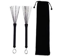 TOGEVAL 1 Pair Retractable Wire Drum Brush Sticks with Comfortable Handle Bag for Jazz Drums Beginner Practice Youth Bands Durable Stainless Steel Percussion Tool