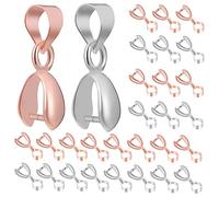 TOGEVAL 100pcs Alloy Pendant Bail Clasp Set for Diy Necklace Connectors, 5x15mm Bead Pendant Clasps in Rose Gold and Silver, Jewelry Making Buckles for Crafting Charms