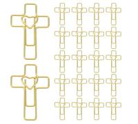 TOGEVAL 100pcs Gold Cross Heart Paper Clips Metal Valentine Clips for Bible Study Office Documents and Church Use