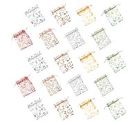 TOGEVAL 100pcs Organza Drawstring Bags Small Pouches with Hot Stamping Prints for Jewelry Candy Party Favor Storage Mixed Color Valentine Sweets Bags