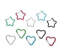 TOGEVAL 10pcs Aluminum Heart and Star Keychain Clips Carabiner Lightweight Mini Keyring Snap Hooks for Backpack Bag Phone Chain DIY Jewelry Festival Accessories
