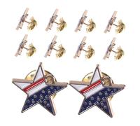 TOGEVAL 10pcs American Flag Star Pin Alloy Brooch Patriotic Independence Day Charm for Women Party Parade Accessories Durable Bright Finish