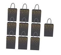 TOGEVAL 10Pcs Black Gold Foil Paper Gift Bags with Handles Durable Multi Purpose Candy Storage Bags for Party Graduation Season and Gift Giving and Strong Bottom Design