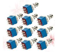 TOGEVAL 10pcs Blue 3pdt Guitar Effects Pedal Footswitch 9-pin Metal True Bypass Stomp Switch for Guitar Pedal Boards