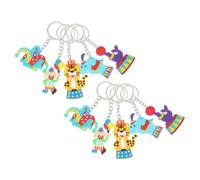 TOGEVAL 10pcs Carnival Circus Themed Keychain Cute Keyrings for Bags and Keys Fun Cartoon Accessories Including Seals Elephants Clowns and Tigers for Decorative Use