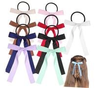 TOGEVAL 10pcs Hair Bow Headband Black Hair Bow Colorful Yellow Simple Ties Stylish Adult Wed Fancy Ribbon Silky for Women Pink Woman Bun Cute Satin