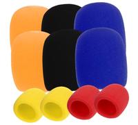 TOGEVAL 10Pcs Handheld Mic Windscreens Thick Sponge Covers for Karaoke Dj Microphones Heat Dissipating Protective Sponge Covers Fit Standard Handheld Microphones in Red Orange Black Yellow