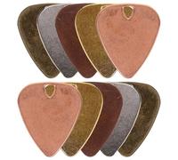 TOGEVAL 10pcs Metal Guitar Picks Necklace Set Thick Folk Guitar Picks Variety Pack with Gold Silver Antique Copper Rose Gold for Acoustic Accessories
