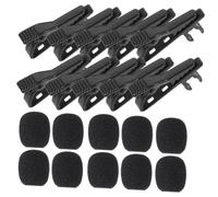 TOGEVAL 10PCS Microphone Lapel Tie Clips with Black Covers Durable Iron Mini Lavalier Mic Clips for Voice Recording Video Conferencing Online Chat Speeches and Meetings