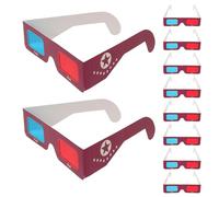 TOGEVAL 10PCS Red Cyan Lens Glasses Compact Cardboard Anaglyph Glasses for Movies Tv Shows Science Experiments Classroom Use Portable Disposable Eyewear