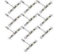 TOGEVAL 10pcs Shaped Luminous Fishing Swivels with Triple Connector Copper Anti-tangle Figure-eight Design for Saltwater Sea Fishing Line Stability and Night Visibility