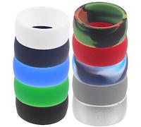 TOGEVAL 10PCS Silicone Rings for Men and Women Comfortable Skin-Friendly Sports Finger Rings Sturdy Outdoor Workout Decor