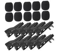 TOGEVAL 10pcs Universal Microphone Lapel Tie Clips with 10 Black Foam Covers, Mini Iron Lavalier Mic Clips for Recording, Interview, and Presentation Use