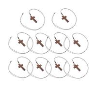 TOGEVAL 10pcs Wooden Cross Necklace for Men Prayer Pendant Handcrafted Religious Jewelry with Smooth Texture Versatile Christian Crucifix for Car Rearview Mirror and Daily Wear