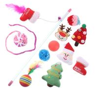 TOGEVAL 11pcs Christmas Stocking Cat Set with Squeaker Interactive Multifunctional Cat Teaser Stick for Indoor Cute Stick Kit for Holiday Play and Entertainment
