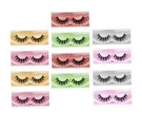 TOGEVAL 12 Pairs Base Mixed Volume Curl False Lashes for Stage Performance and Daily Wear Natural Looking Fake Eyelashes in Yellow Green Purple Red Silver Pink Comfortable and Stylish