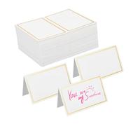 TOGEVAL 120pcs Double-Sided Gold Foil Folding Place Cards Thick Table Cards for Wedding Banquets Parties and Events Easy to Fold Blank for Seating Assignments and Food Labeling