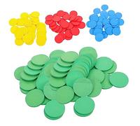 TOGEVAL 128pcs Wooden Counting Chips Educational Game Marker Diy Round Game Chips in Red Yellow Blue Green for Boys and Girls Teaching Aid and Learning Activities