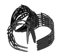 TOGEVAL 12pcs Black Wide Headbands for Women Vintage Floral Hollow Rose Design Plastic Hairbands with Teeth Comfortable Non Slip Bridal Party Costume Styling Accessories