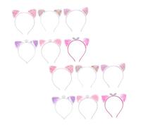 TOGEVAL 12pcs Cat Ear Headbands Set Quicksand Crown Hair Hoops Cute Fashion Accessories for Halloween Parties Birthdays Festivals