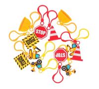 TOGEVAL 12pcs Construction Vehicle Keychains Engineering Party Favors Mini Building Tools Plastic Key Rings for Boys Birthday and Party Accessories
