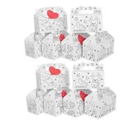 TOGEVAL 12pcs DIY Christmas Coloring Cardboard Treat Boxes Sturdy Handheld Candy Tote Containers for Xmas Party Favors Easy to Assemble Holiday Dessert Biscuit Holders with Cards
