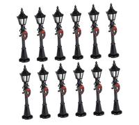 TOGEVAL 12pcs Doll House Street Light Model Lantern DIY Miniature Lights Dollhouse Streetlights Micro Landscape Ornament Railway Train Lamp Post Mini Village Street Plastic