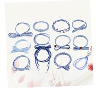 TOGEVAL 12pcs Elastic Hair Ties Set for Ponytails and Braids Light Blue Rubber Bands for Girls and Women for Everyday Use and Sports