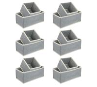 TOGEVAL 12Pcs Foldable Cloth Storage Boxes Set with Gray Beige Edges, Small and Medium Sizes, Wardrobe Organizer Bins for Clothes, Socks, Underwear, and Jeans Storage