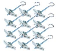 TOGEVAL 12pcs Heavy Duty Ceiling Hooks Carbon Steel Swag Toggle Wing Hooks for Hanging Plants Wall Fixing Ceiling Mounts for Drywall and Plasterboard Suspension