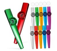 TOGEVAL 12pcs Metal Kazoos Set with 12 Replacement Membranes, Small Musical Instruments for Kids and Adults, Performance Kazoo Multipack Suitable for Beginners and Guitar Accompaniment