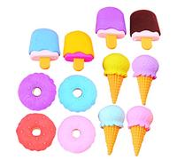 TOGEVAL 12Pcs Mini Wear Resistant Dessert Shaped Erasers for Multi Function Candy Color Pencil Accessories for Classroom Rewards and School Supplies