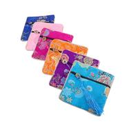 TOGEVAL 12pcs Multi-Color Chinese Style Wallet for Women Brocade Coin Purse with Zipper Large Capacity Fashionable Organizer for Cards Cash Coins Eye-catching