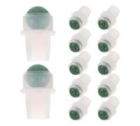 TOGEVAL 12pcs Natural Green Jade Stone Roller Ball Replacement Tops for Essential Oil Bottles, Perfume Vial Roller Caps Insert for Aromatherapy and Travel Use