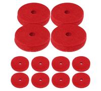 TOGEVAL 12pcs Red Drum Cymbal Felt Pads 3.6x1cm Thick Double-Layer Cotton Felt Washers Anti-Vibration Cymbal Replacement Set for Live Performance Drum Accessories