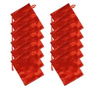TOGEVAL 12pcs Satin Drawstring Wig Storage Bags for Hair Extensions and Tools Dustproof Portable Silk Pouches in Dark Red Soft Smooth Packaging for Travel and Home Organization