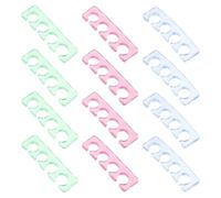 TOGEVAL 12Pcs Silicone Nail Separators and Toe Spacers Set for Pedicure Finger and Toe Dividers in Pink Blue and Green Soft Forefoot Alignment Tool for Women and Nail Art