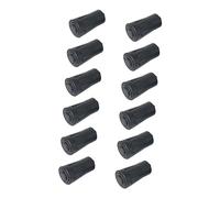 TOGEVAL 12pcs Slip Rubber Tips for Climbing Poles Durable Protection for Trekking Sticks Hiking Poles Fits Standard Prolongs Service Life Enhances Stability Black