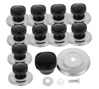 TOGEVAL 12pcs Square Pot Lid Handles Heat Resistant Pan Cover Knobs Replacement Pot Supplies for Cooking and Kettles in Black